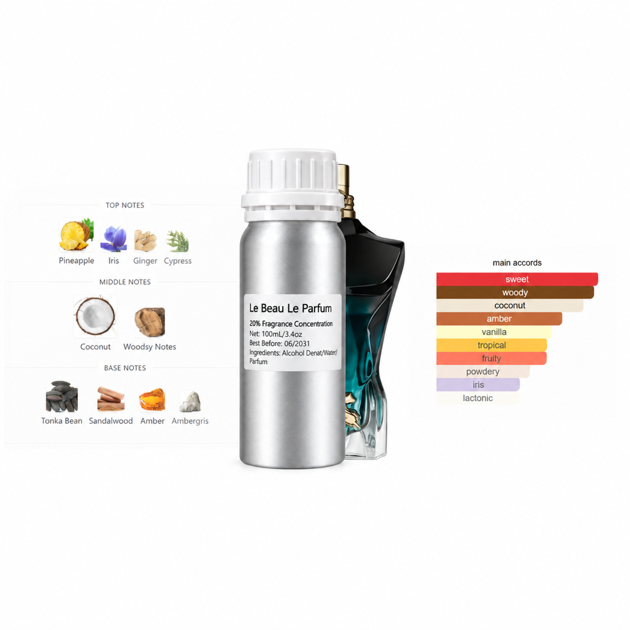 Inspired by Le Beau Le Parfum perfume refill bottle