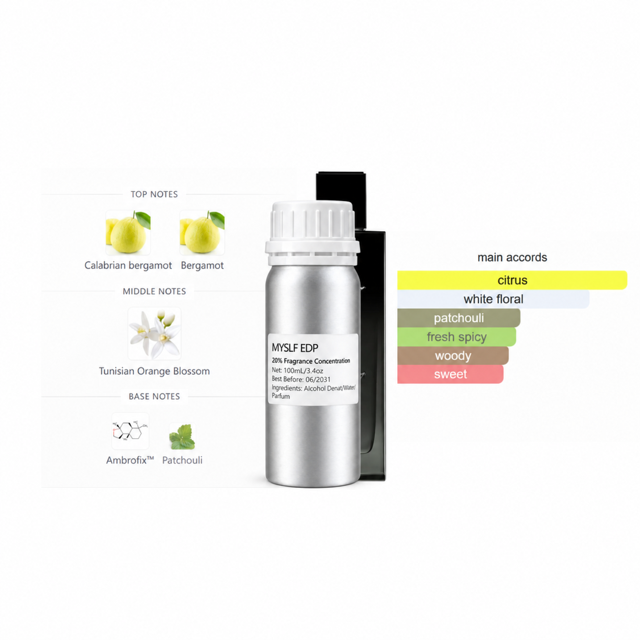 Inspired by MYSLF EDP perfume refill bottle